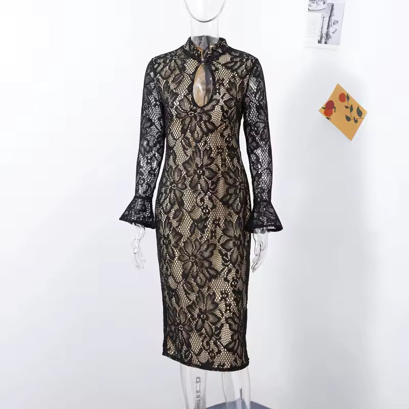 Alisora Hollow Out Slim Fit Elbise