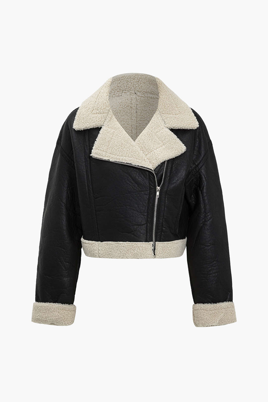 Solid Faux Leather Fleece Mont