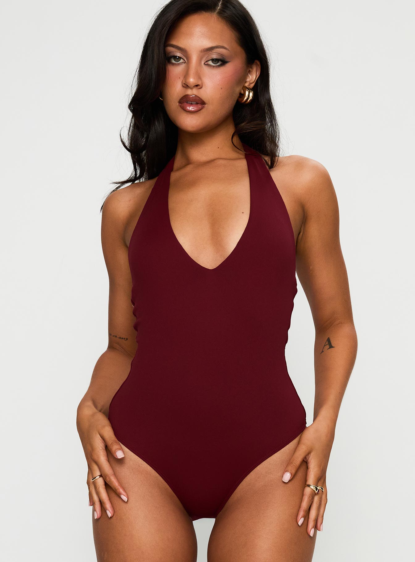 Someone Halter Yaka Bordo Body
