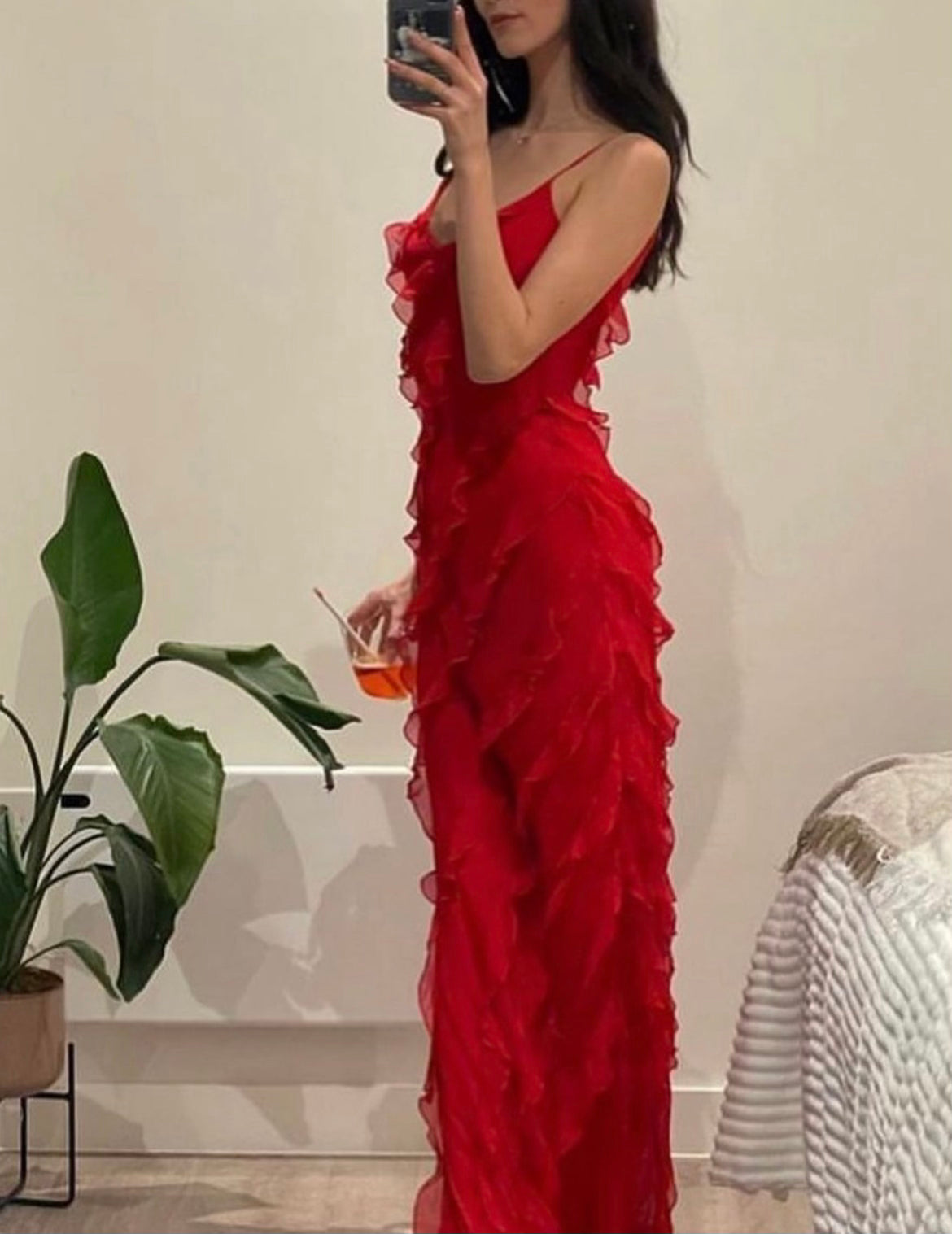 Zara Fırfırlı Uzun Elbise