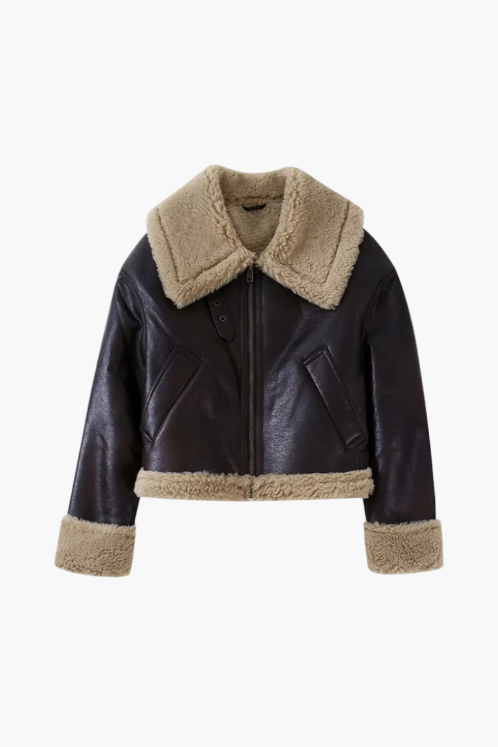 Faux Button Leather Mont