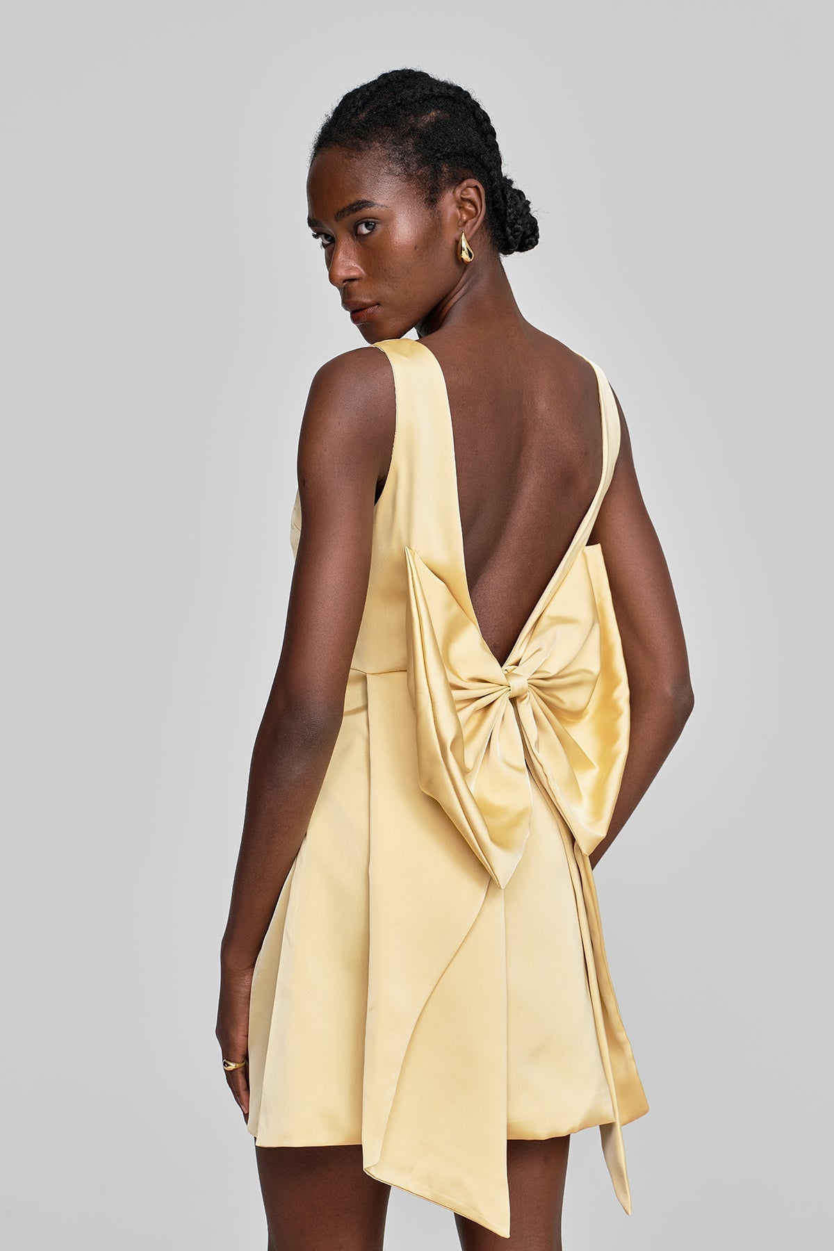 backless bow mini dress Debby Bow-tie Backless Mini Dress