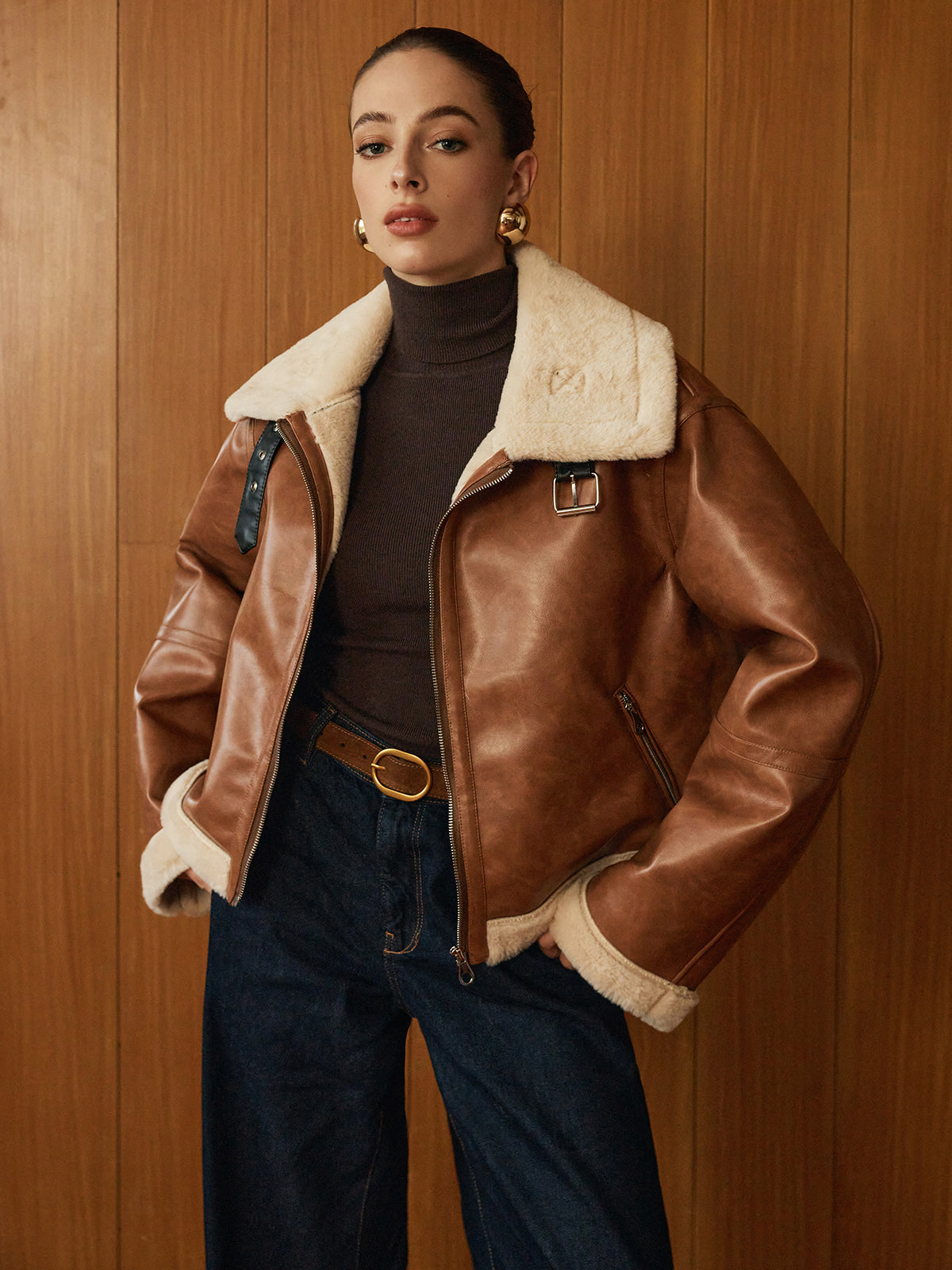 Minky Faux Leather Zip-Up Jacket – ALİSORA