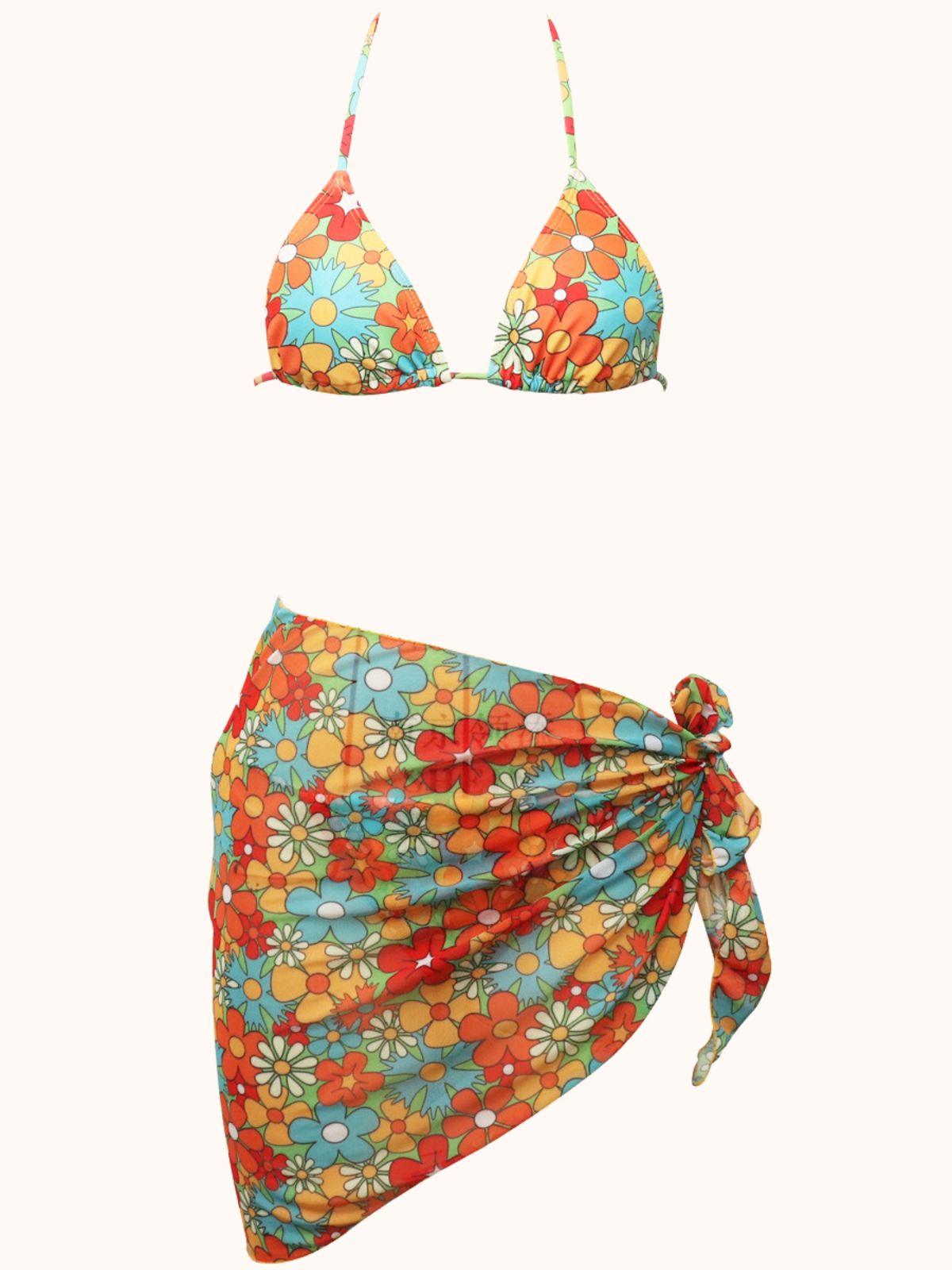 Dina Çiçekli Bikini-Pareo