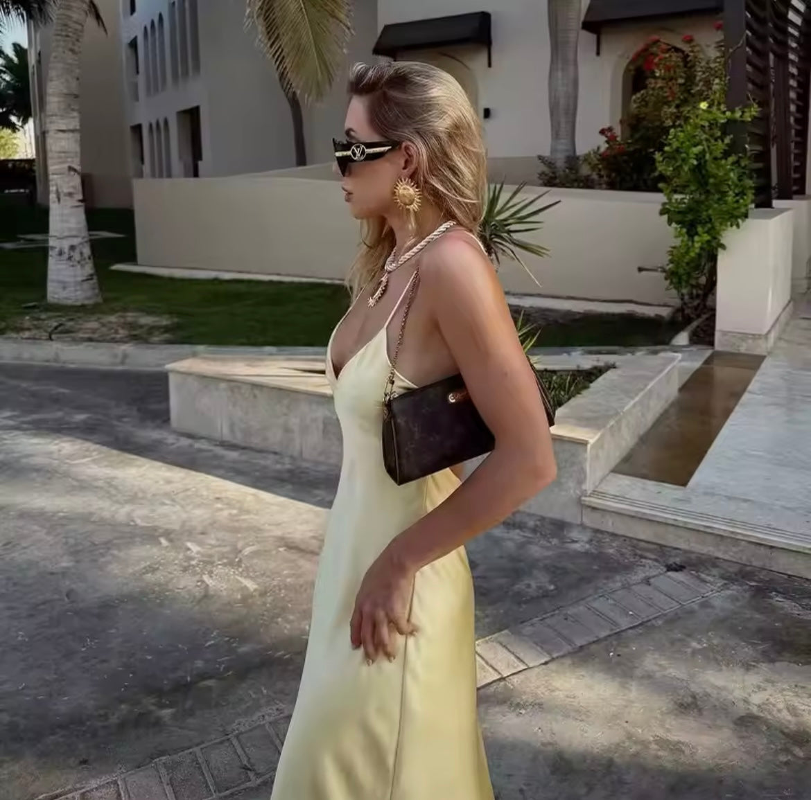 Nikka Uzun Saten Slip Maxi Elbise