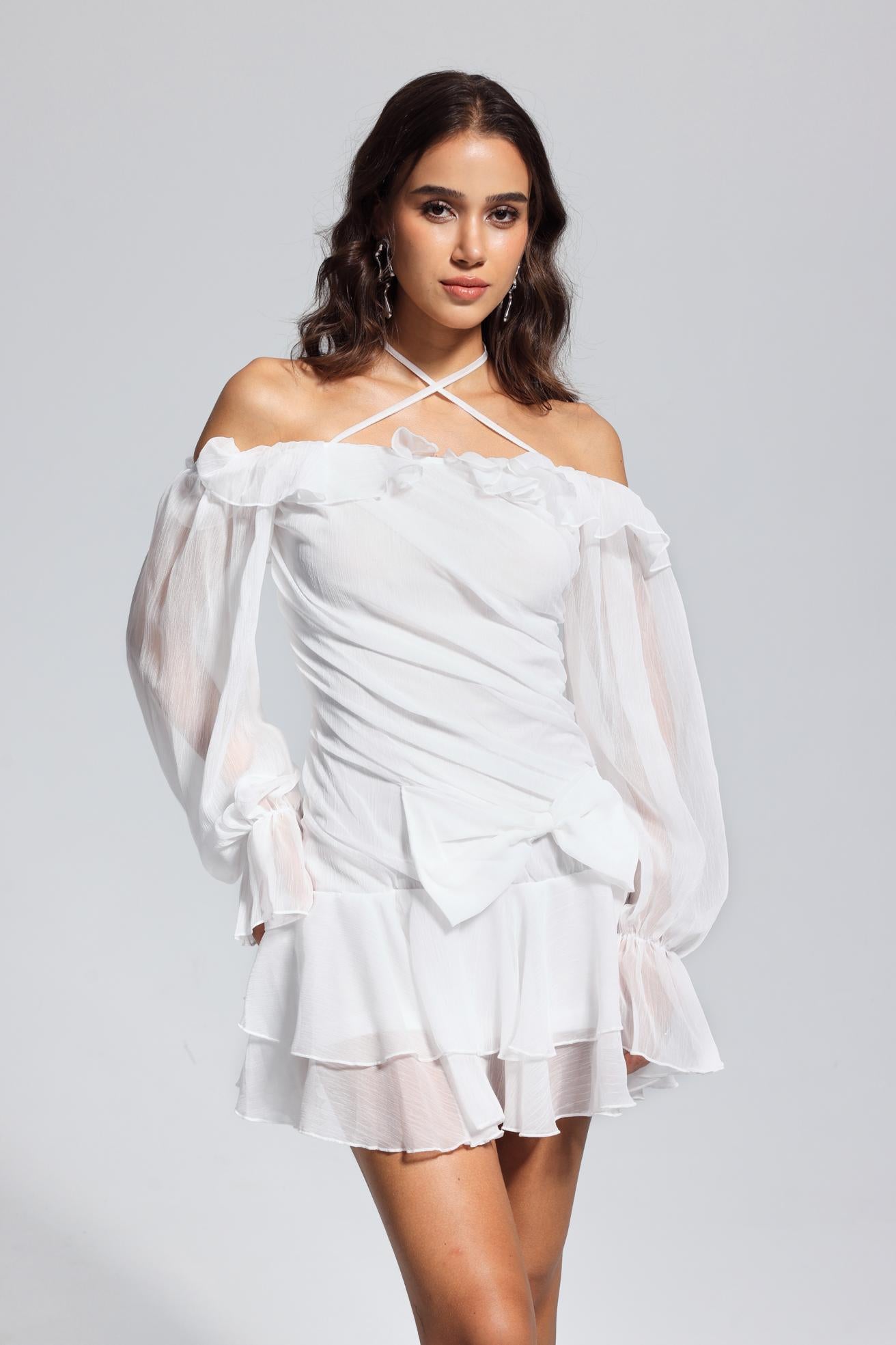 princess polly baby blue dress Rope Frill Asymmetric Mini Dress Ivory