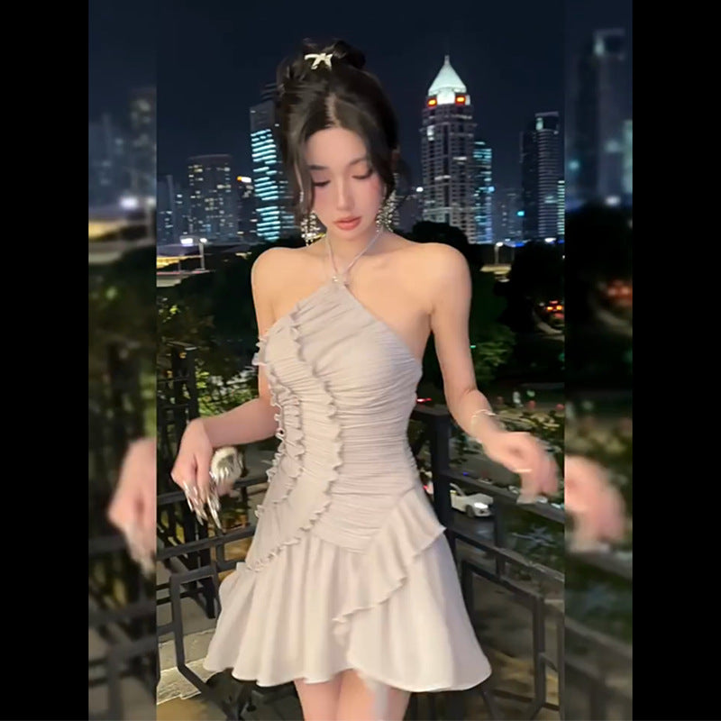 Alisora Tek Omuz Volanlı Mini Elbise