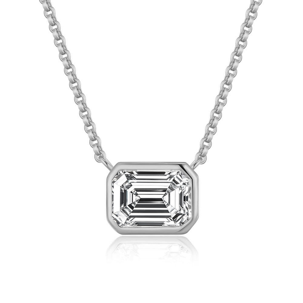 Moissanite Kare Zümrüt Kesim Kolye