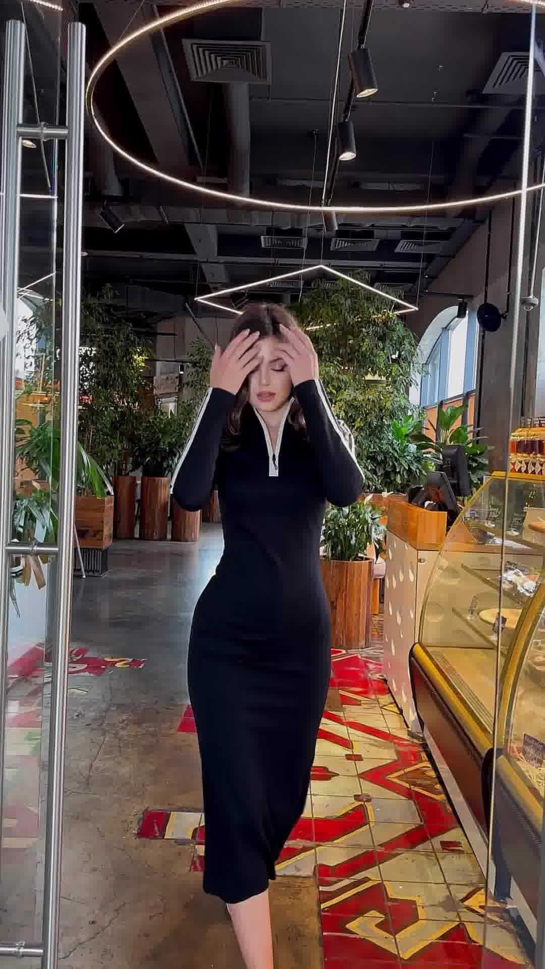 Alisora Fermuarlı Sportif  Midi Elbise