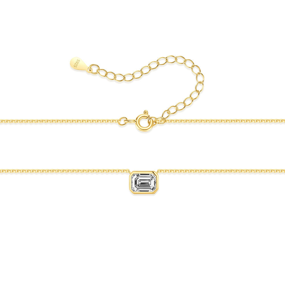 Moissanite Kare Zümrüt Kesim Kolye