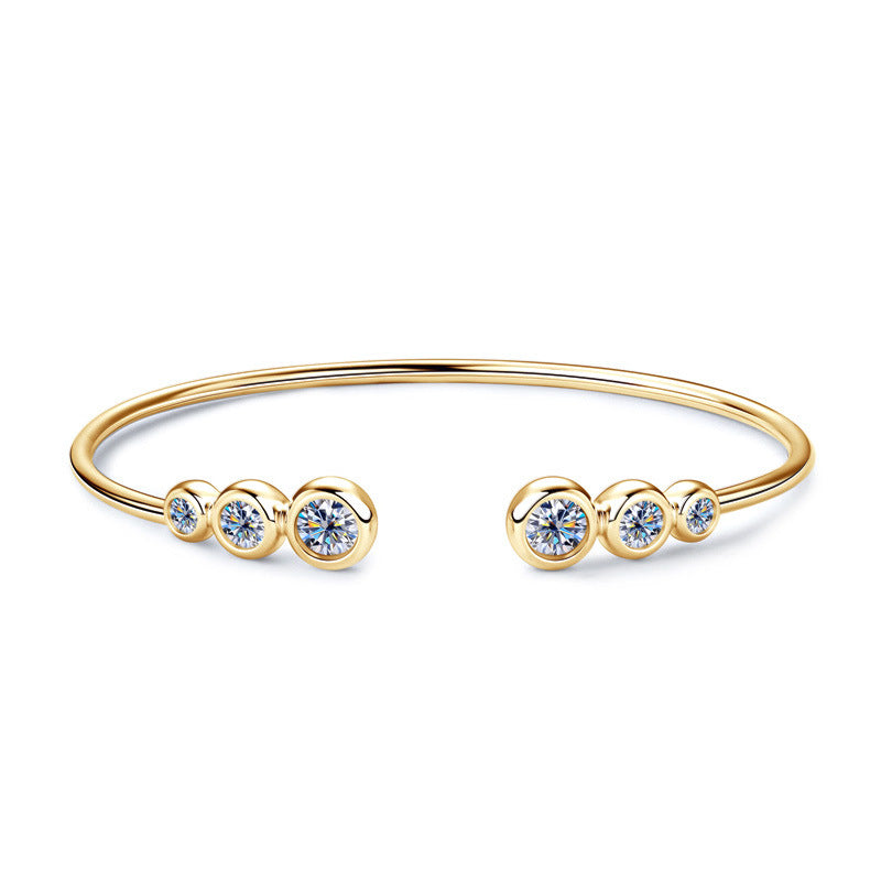 Moissanite Taşlı Açık Uçlu Bileklik Avrupa/Amerikan editon