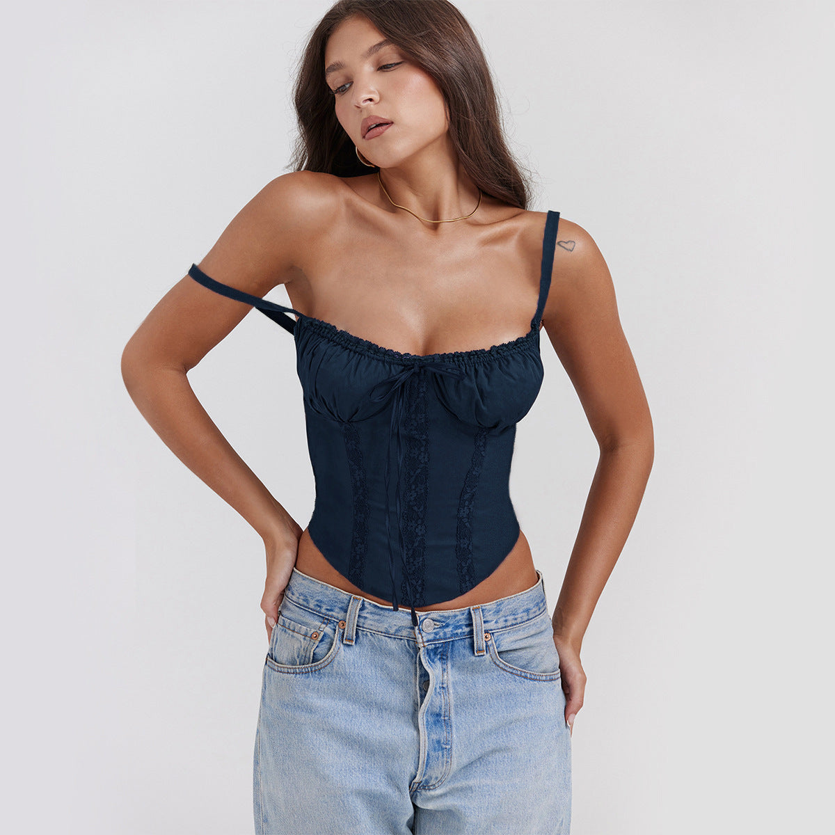 Askılı Korse Görünümlü Crop