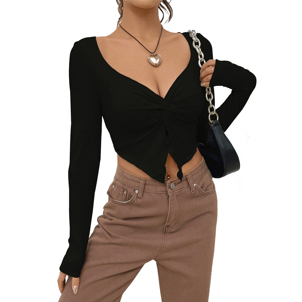 Krem Twist Crop Bluz
