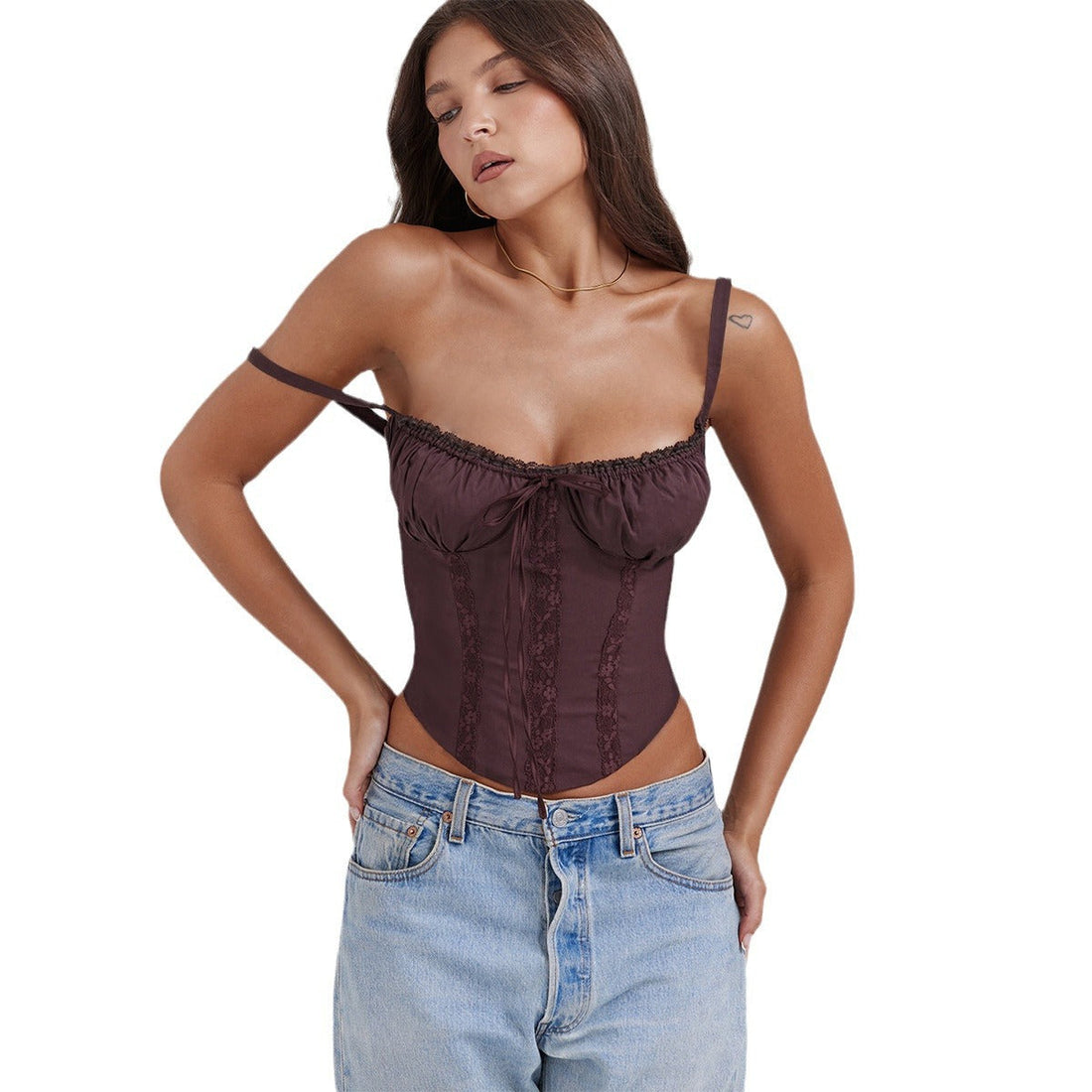Askılı Korse Görünümlü Crop