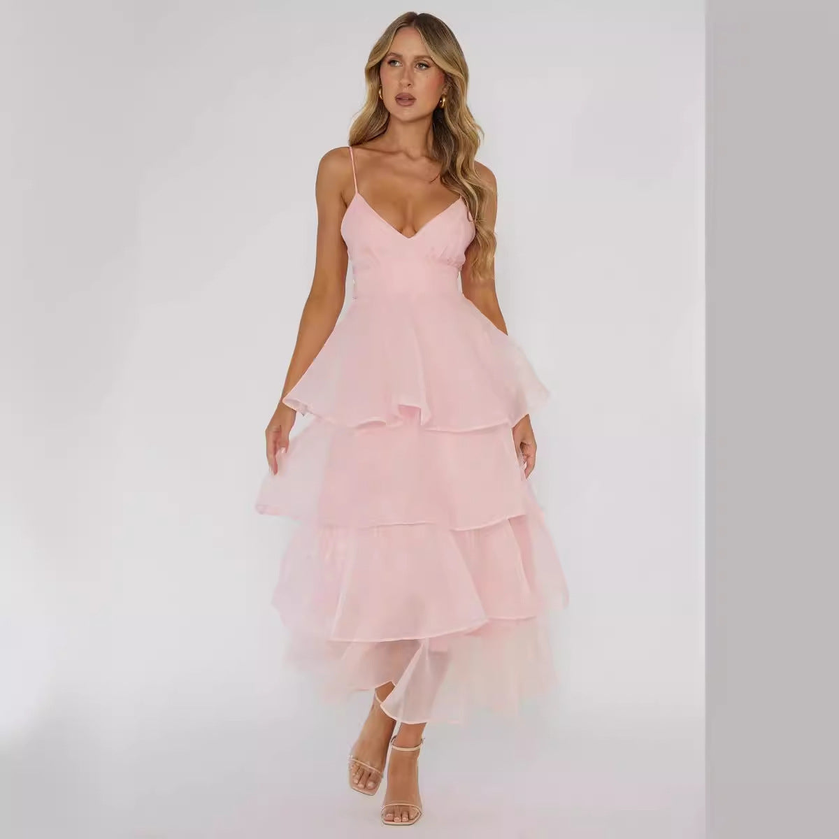 Shayla Uzun Elbise Pembe