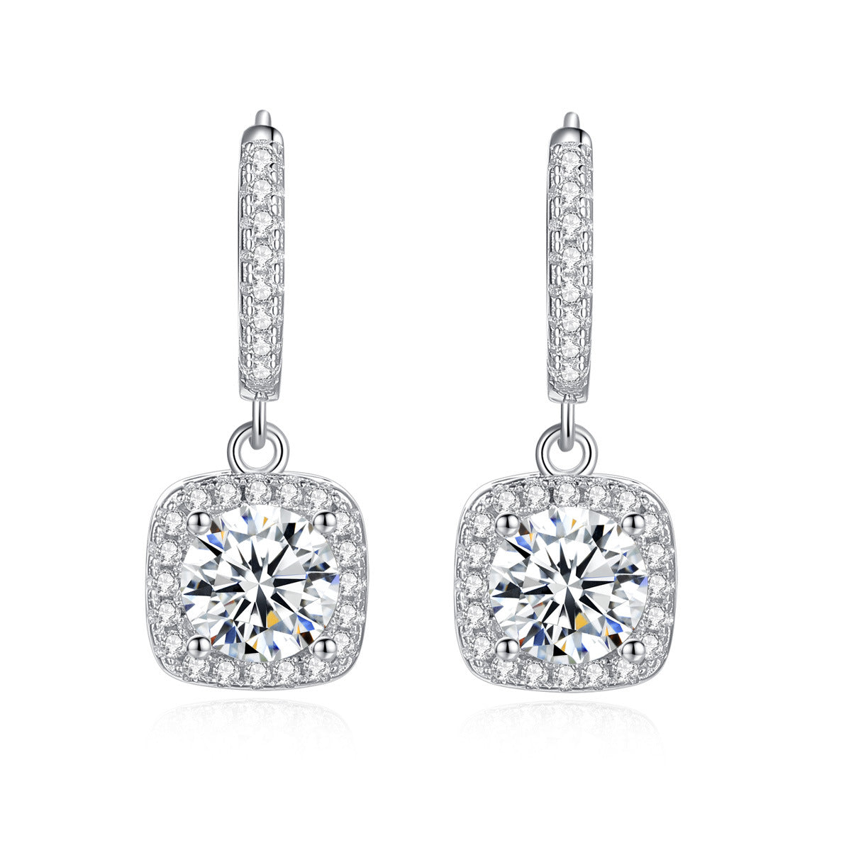 Moissanite Kare Çanta Tasarımlı 925 Ayar Küpe