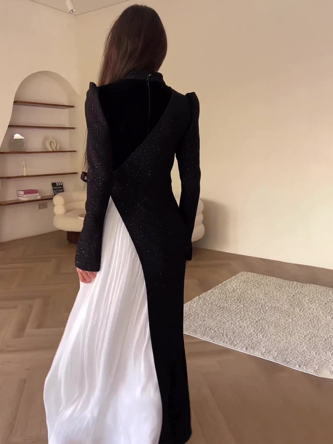 Alisora Siyah Beyaz Kontrast  Elbise