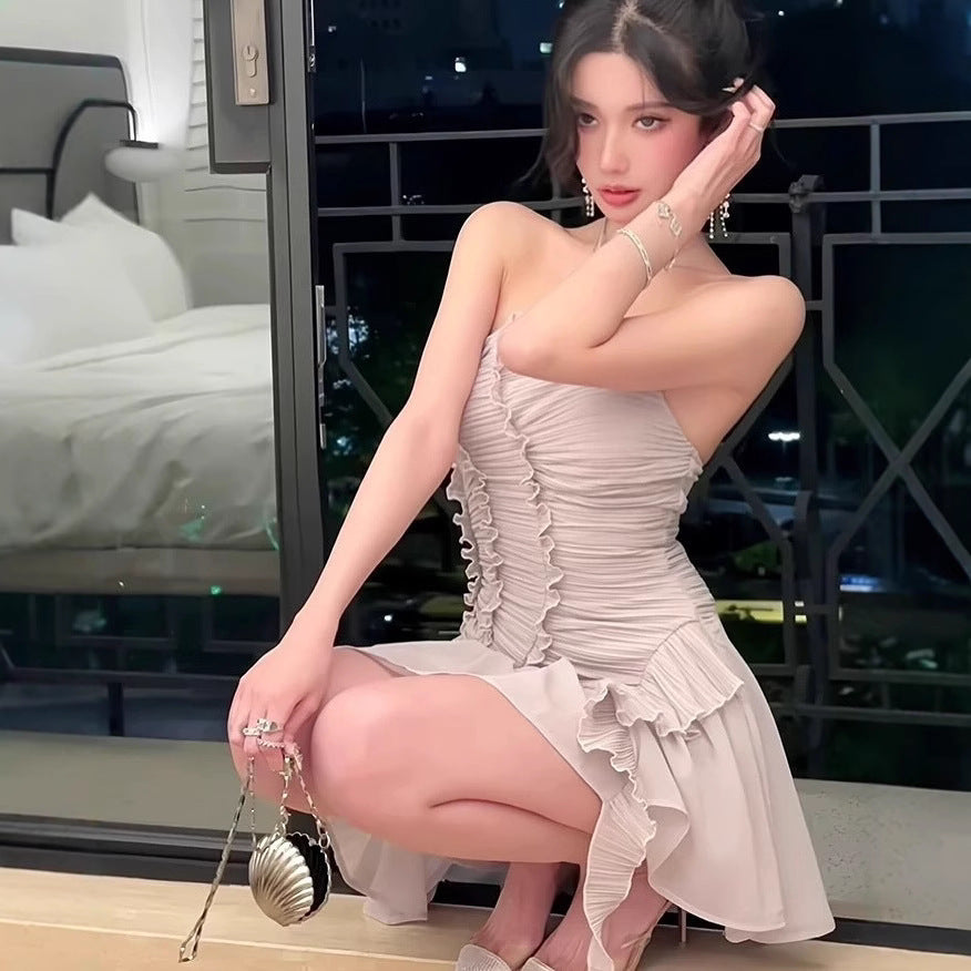 Alisora Tek Omuz Volanlı Mini Elbise