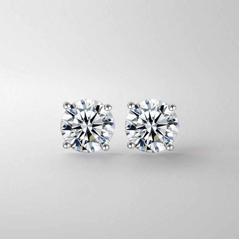 S925 ayar moissanite klasik dört pençeli küpe