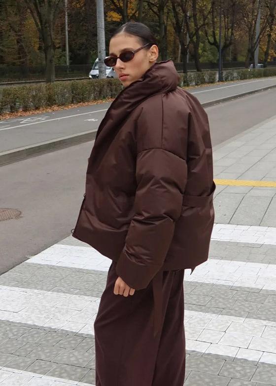 Luxura Kapitone Kuşaklı Puffer Mont