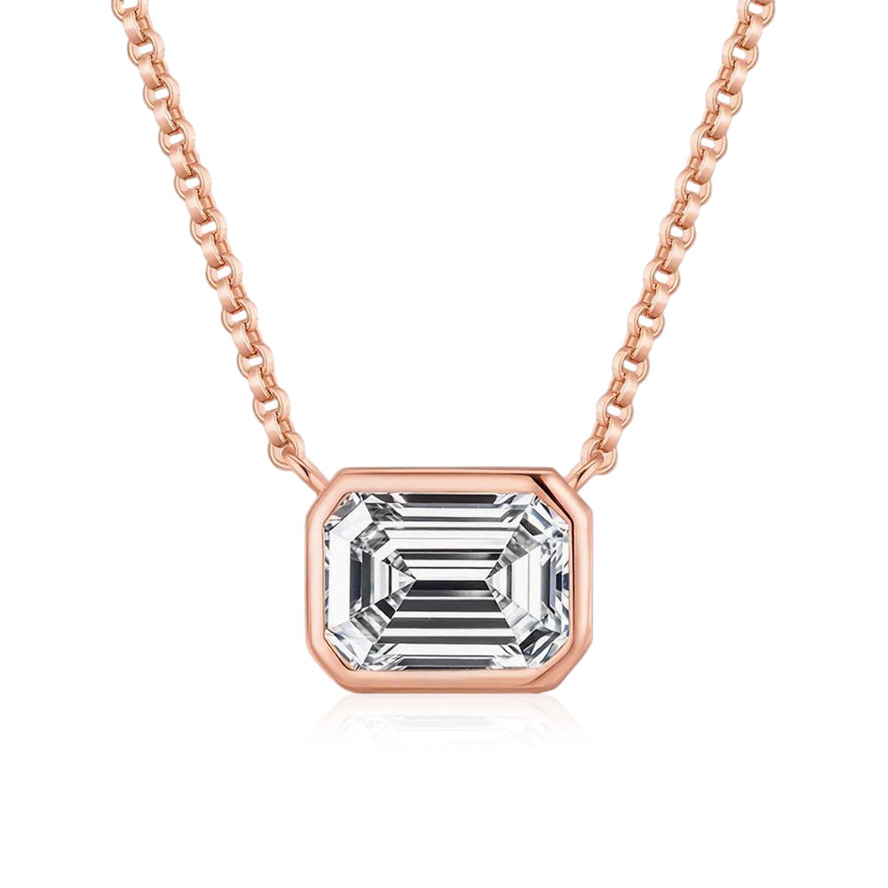 Moissanite Kare Zümrüt Kesim Kolye