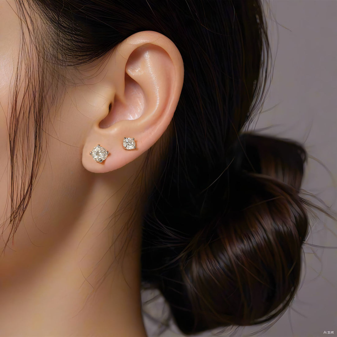 S925 ayar moissanite klasik dört pençeli küpe