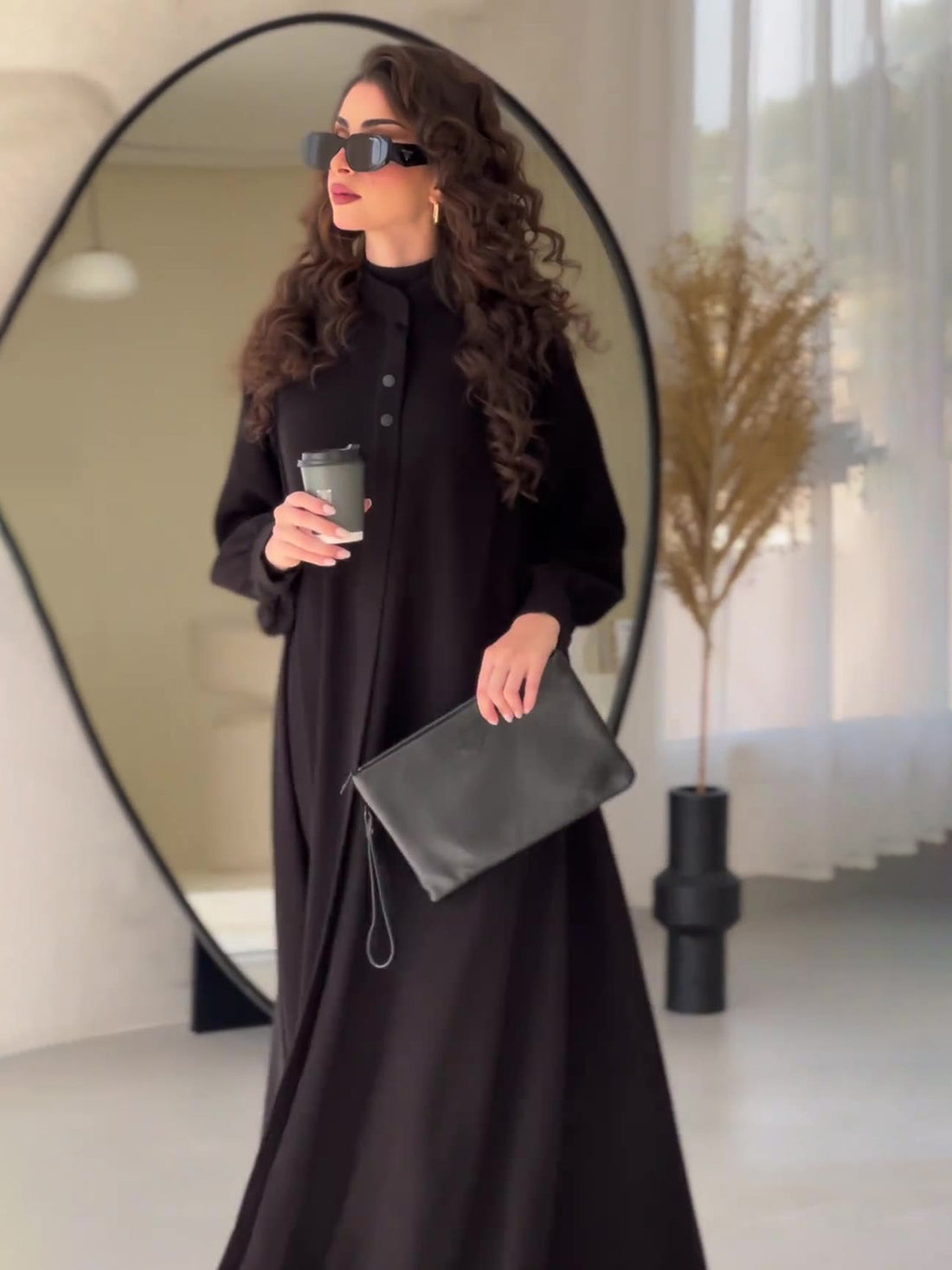 Alisora Minimal Oversize Siyah Uzun Elbise