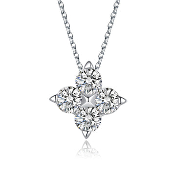 🧿 Şansın Işıltısı – 925 Ayar Gümüş Moissanite Dört Yapraklı Yonca Kolye