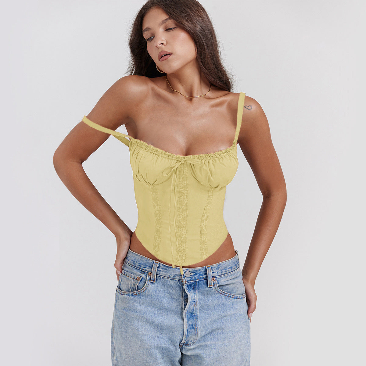 Askılı Korse Görünümlü Crop