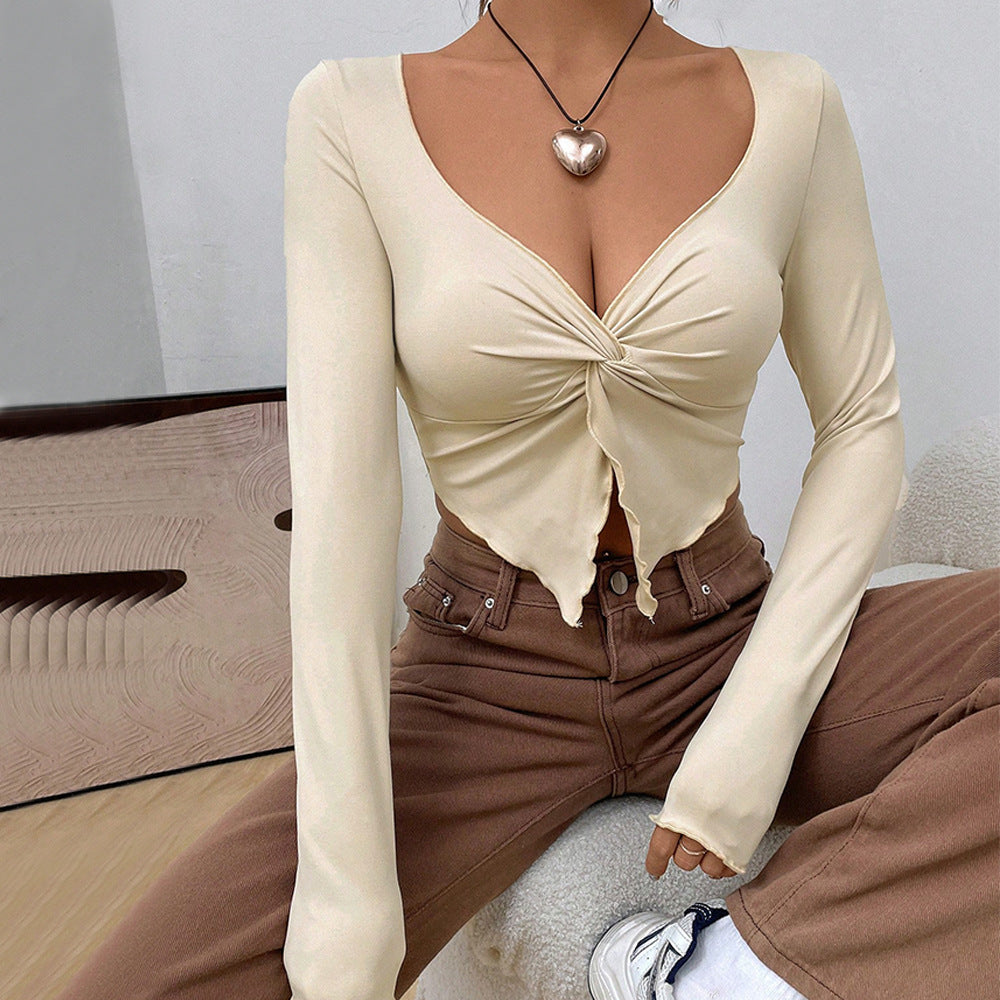 Krem Twist Crop Bluz