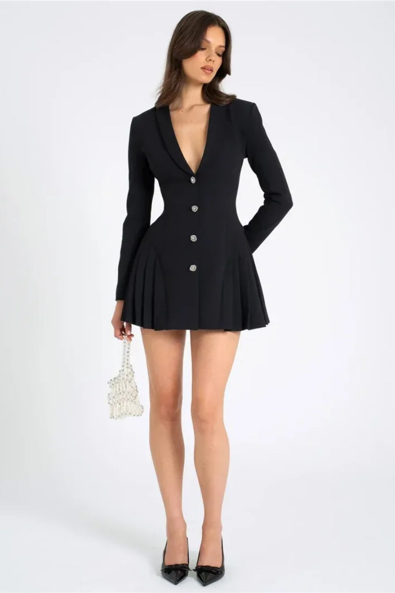 Ria Siyah Blazer Mini Elbise