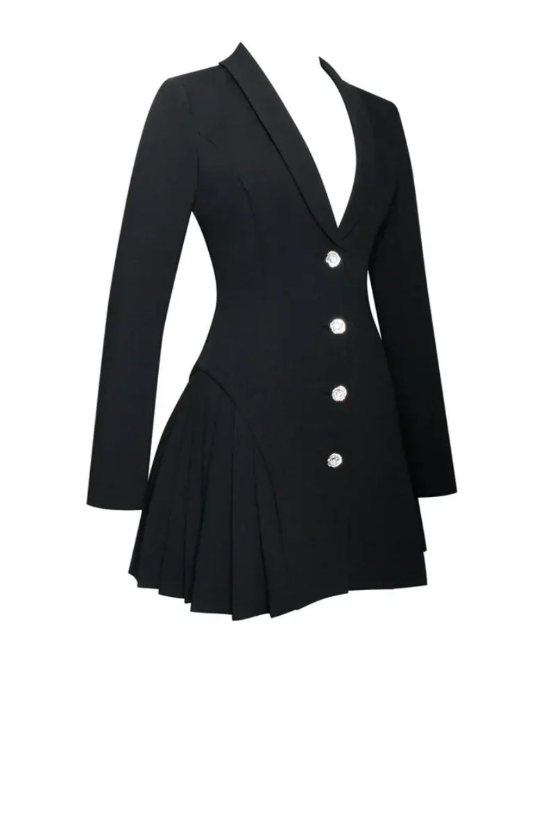 Ria Siyah Blazer Mini Elbise