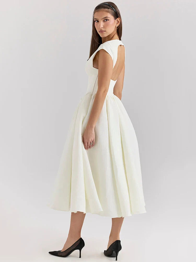 Anastasia Saten Midi Elbise