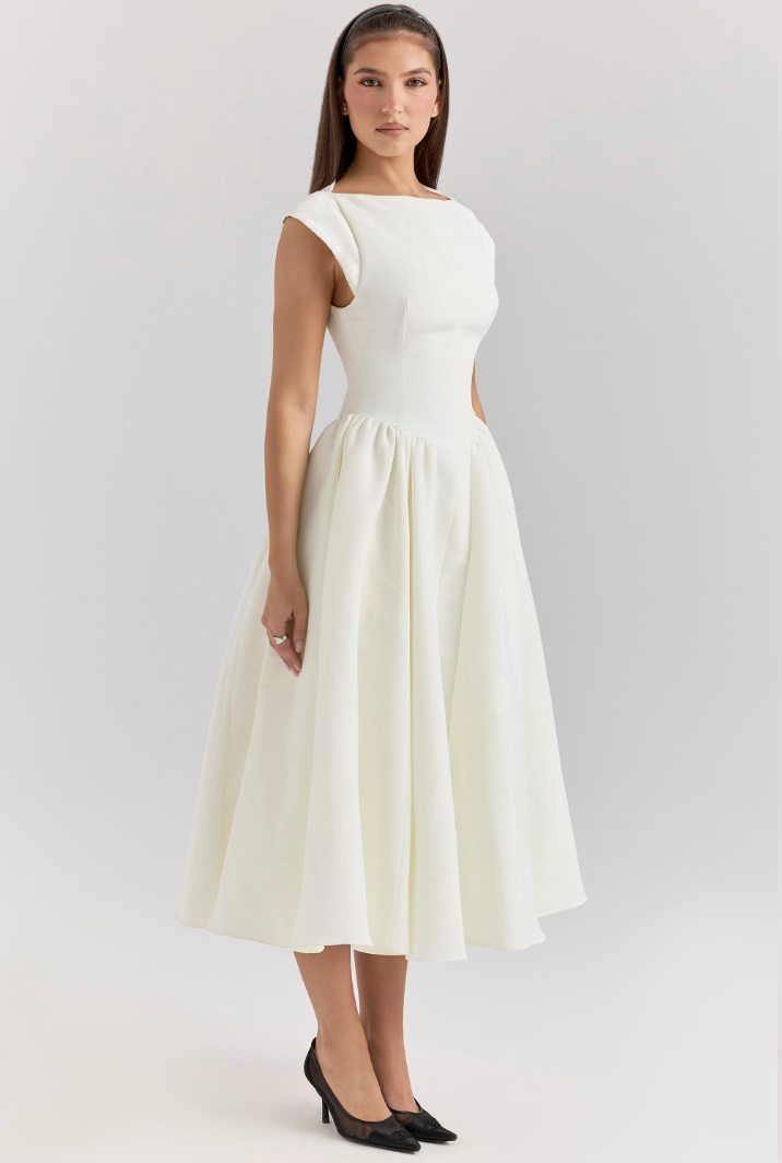 Anastasia Saten Midi Elbise
