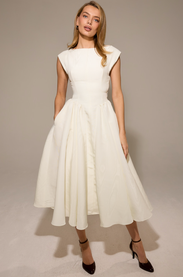 Anastasia Saten Midi Elbise