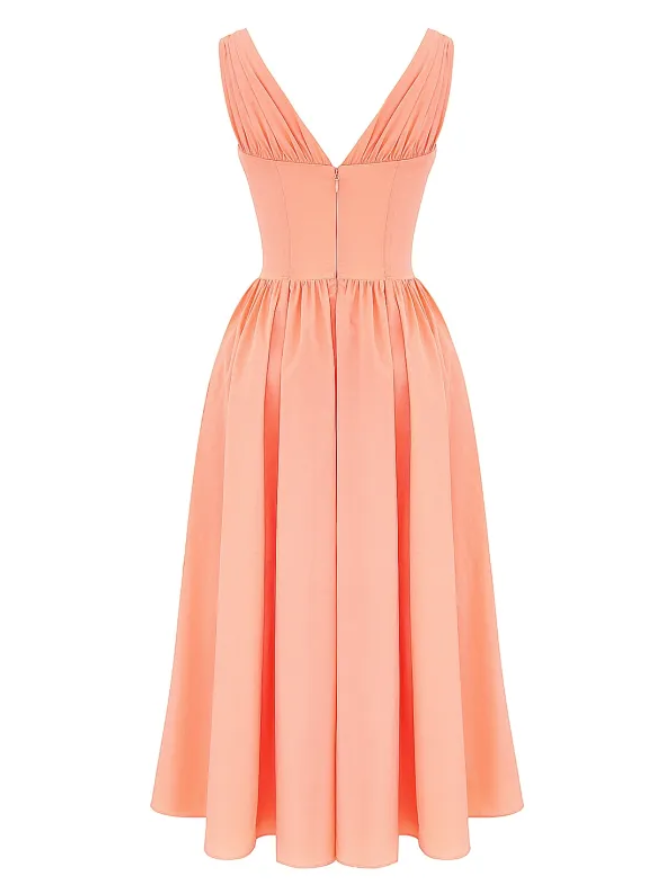 Ariana V Yaka Korseli Flare Midi Elbise