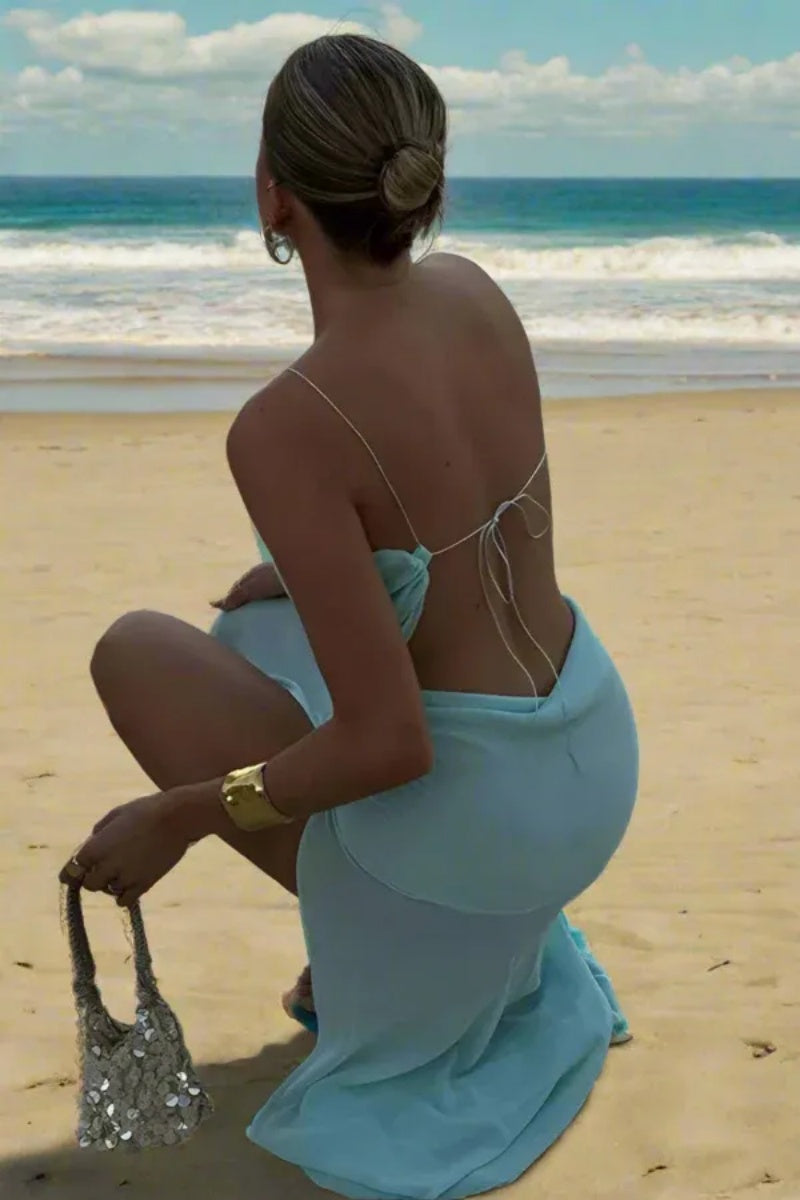 Sırtı  Açık Bikini Maxi Elbise