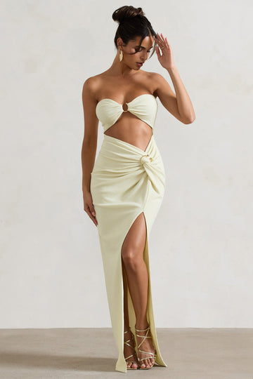 Kesik Detaylı Uzun Gece Elbisesi