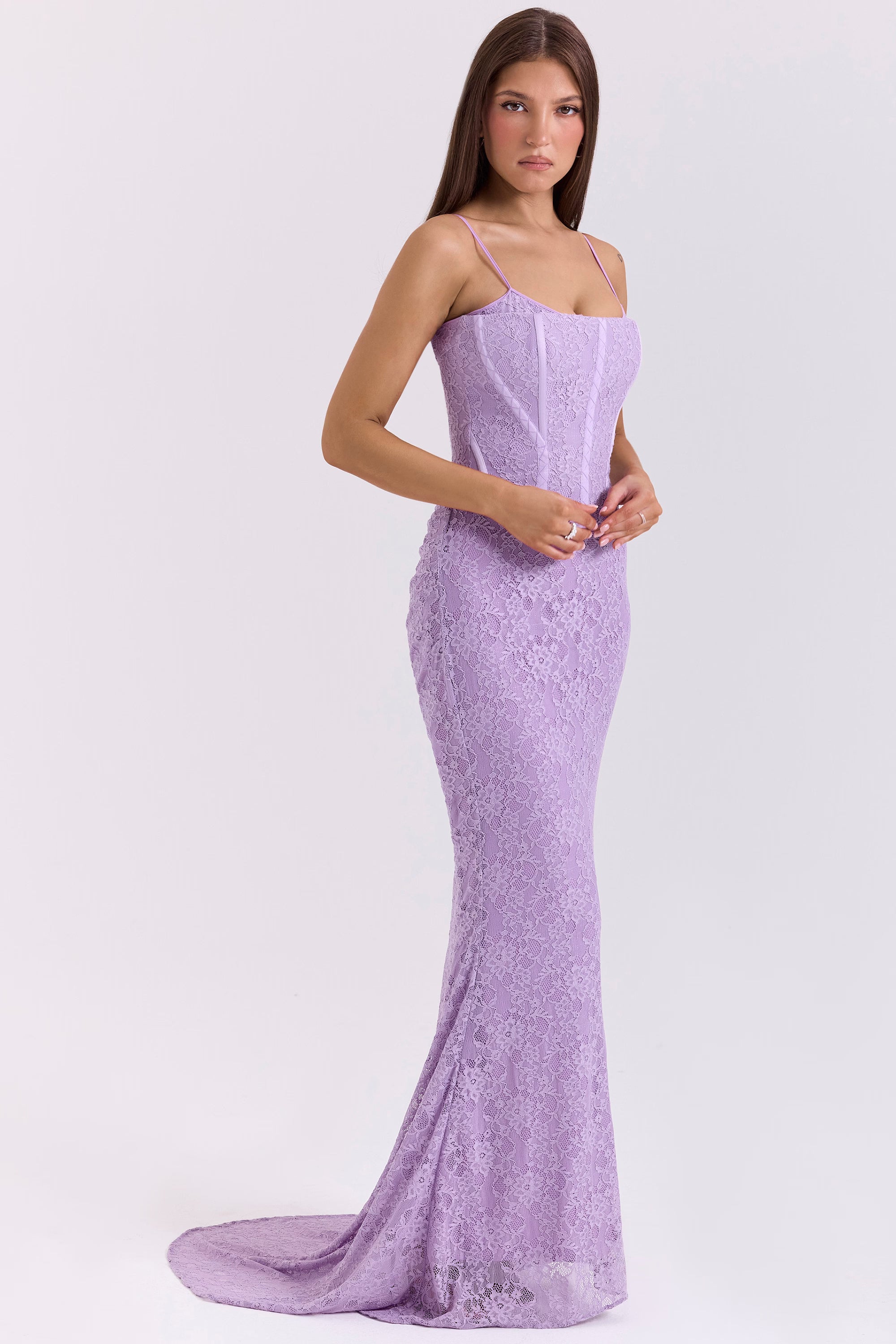 Orkide Dantel Korse Maxi Elbise