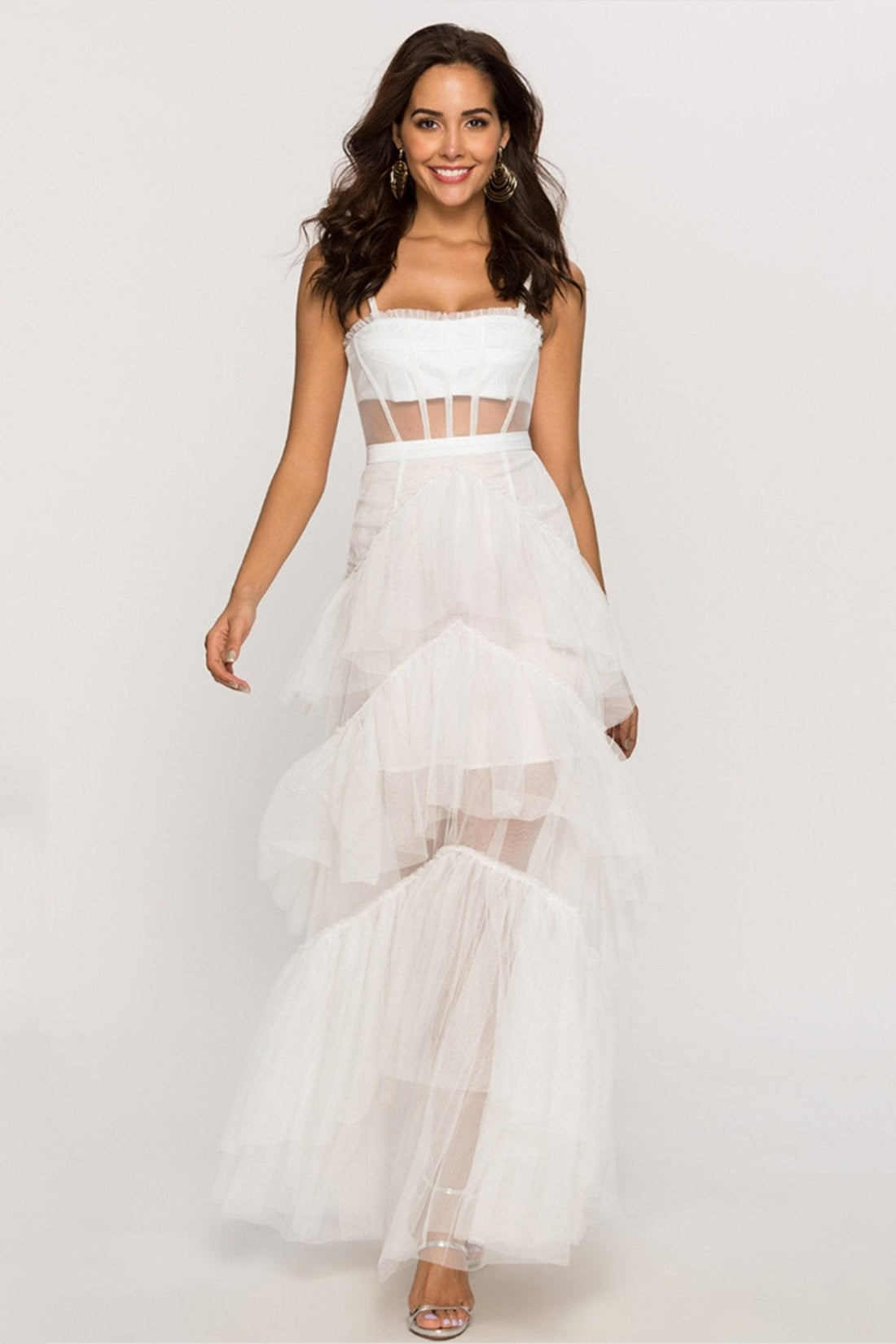 Arlene Korseli Fileli Slip Maxi Elbise