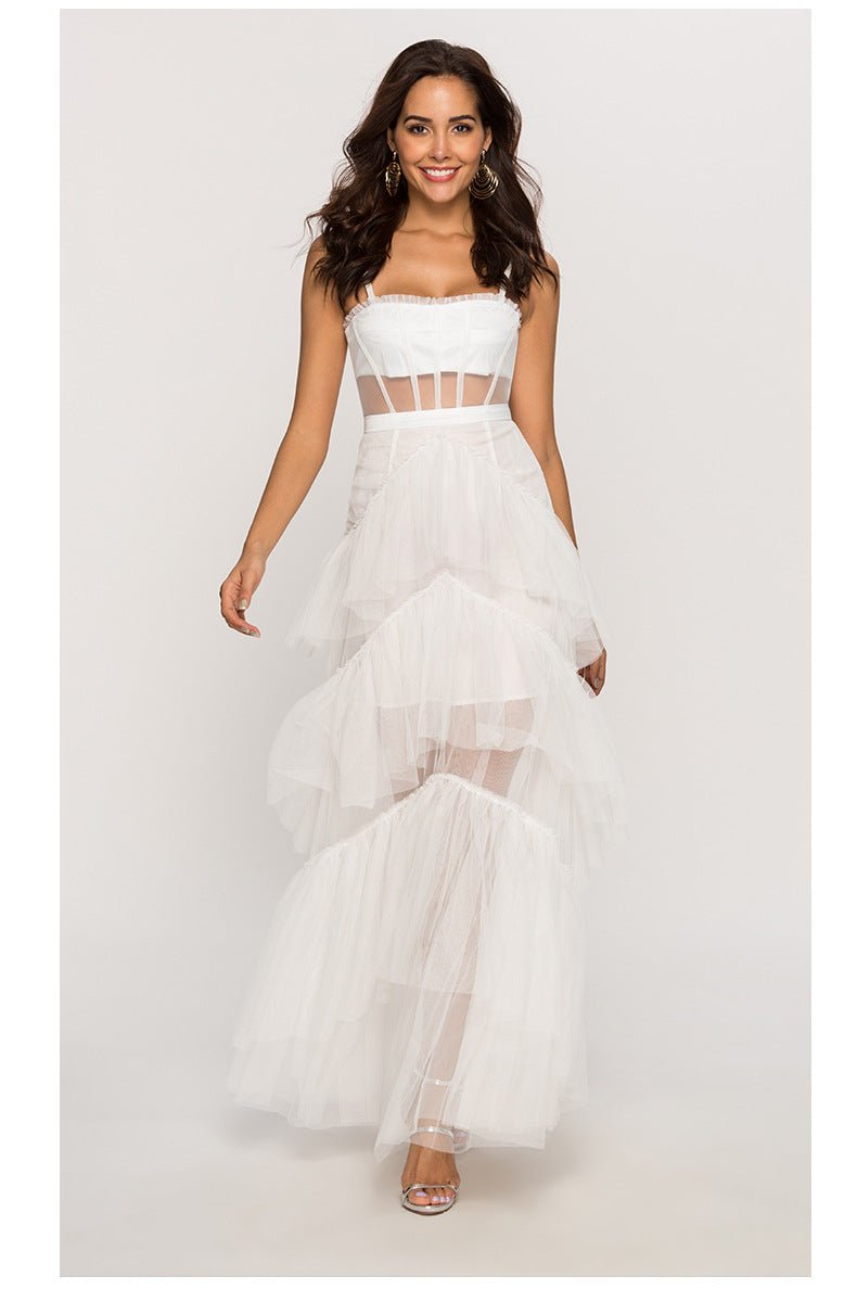 Arlene Korseli Fileli Slip Maxi Elbise