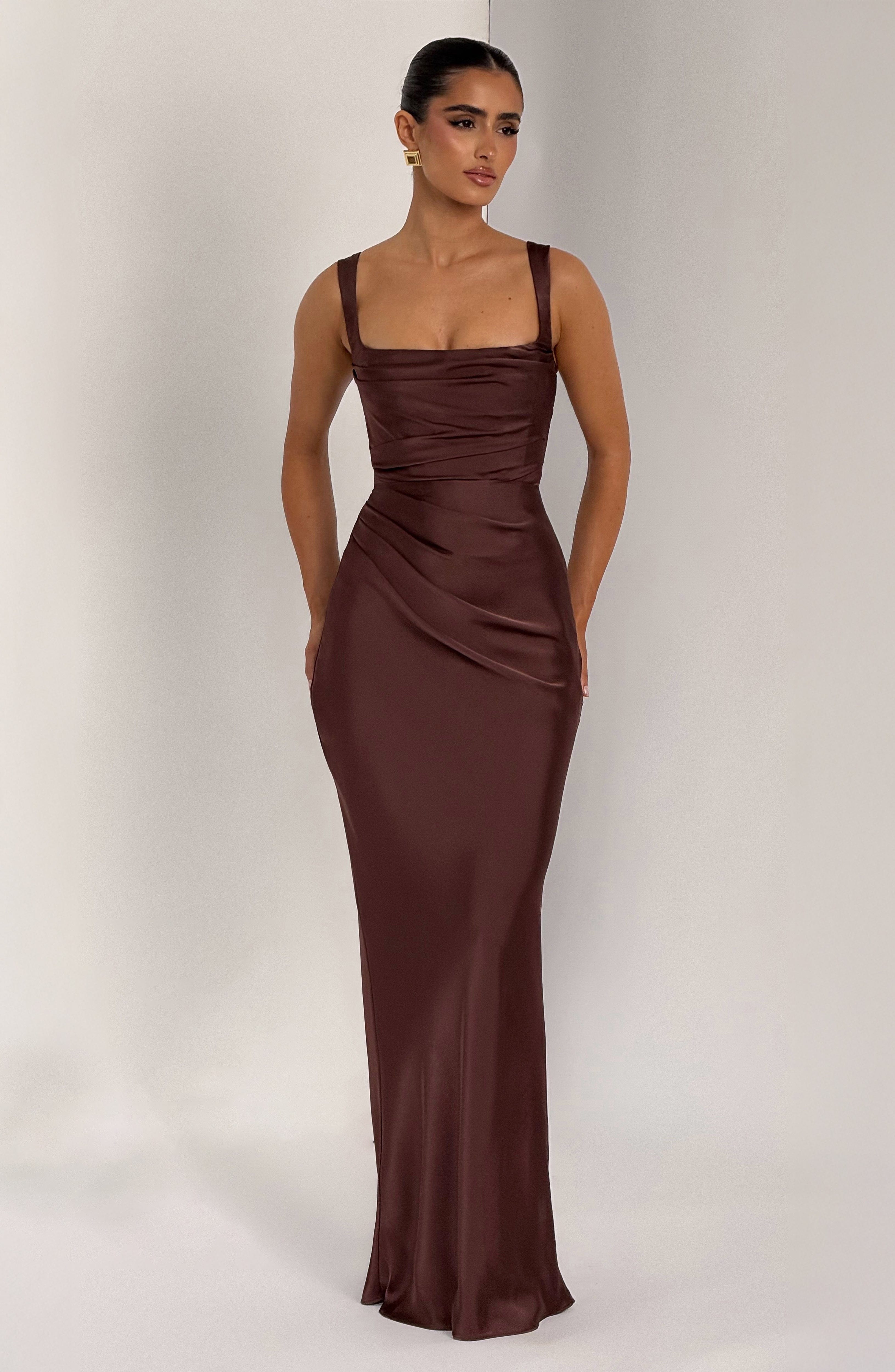 Calanthe Maxi Elbise - Kahverengi
