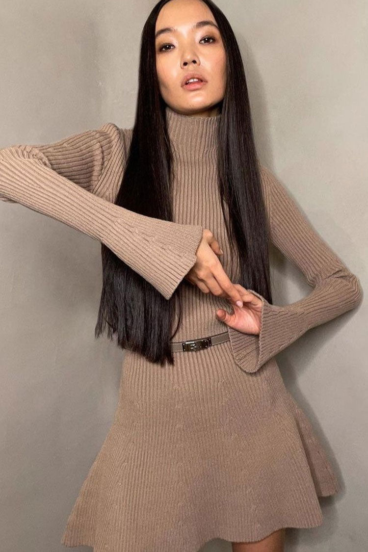 Ribbed Knit Winter Mini Dress