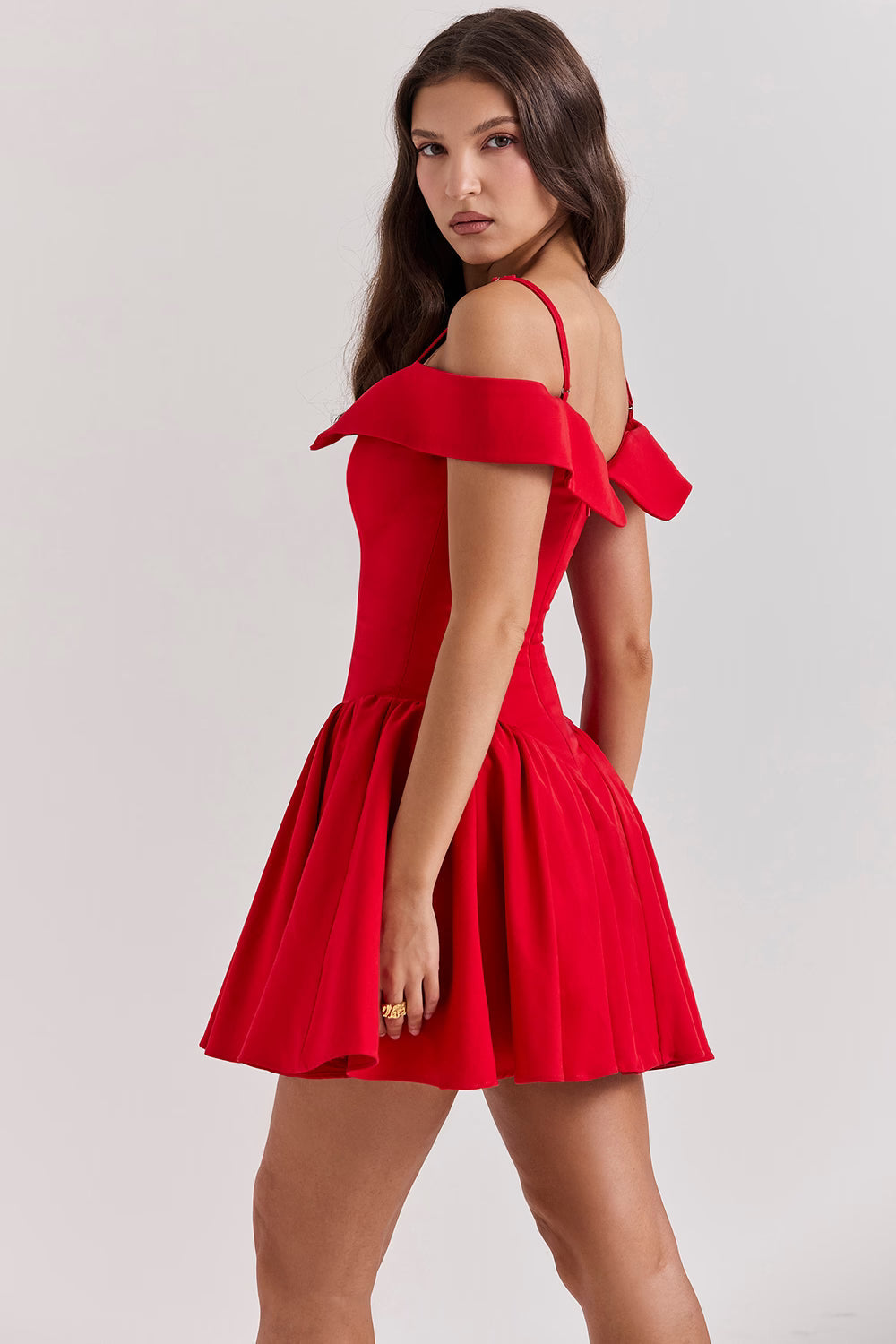 Elida Ballerina Pembe Omuz Açık Mini Elbise