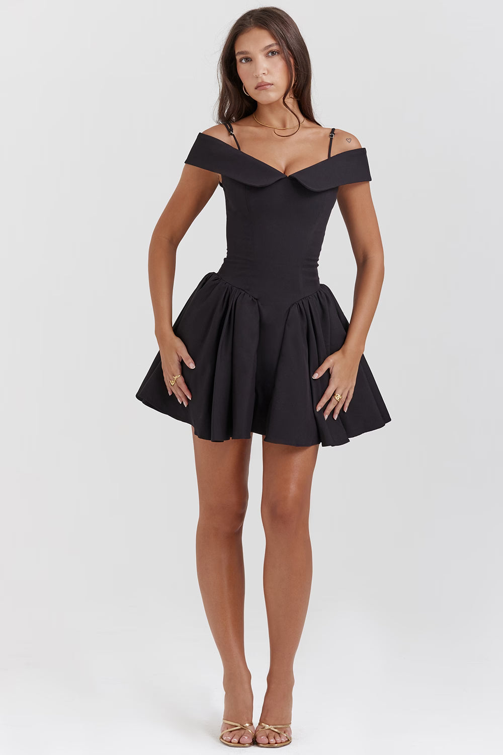Elida Ballerina Pembe Omuz Açık Mini Elbise