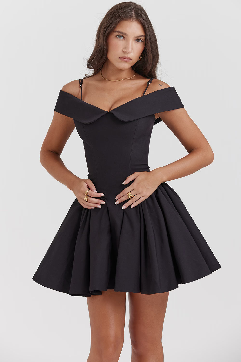 Elida Ballerina Pembe Omuz Açık Mini Elbise
