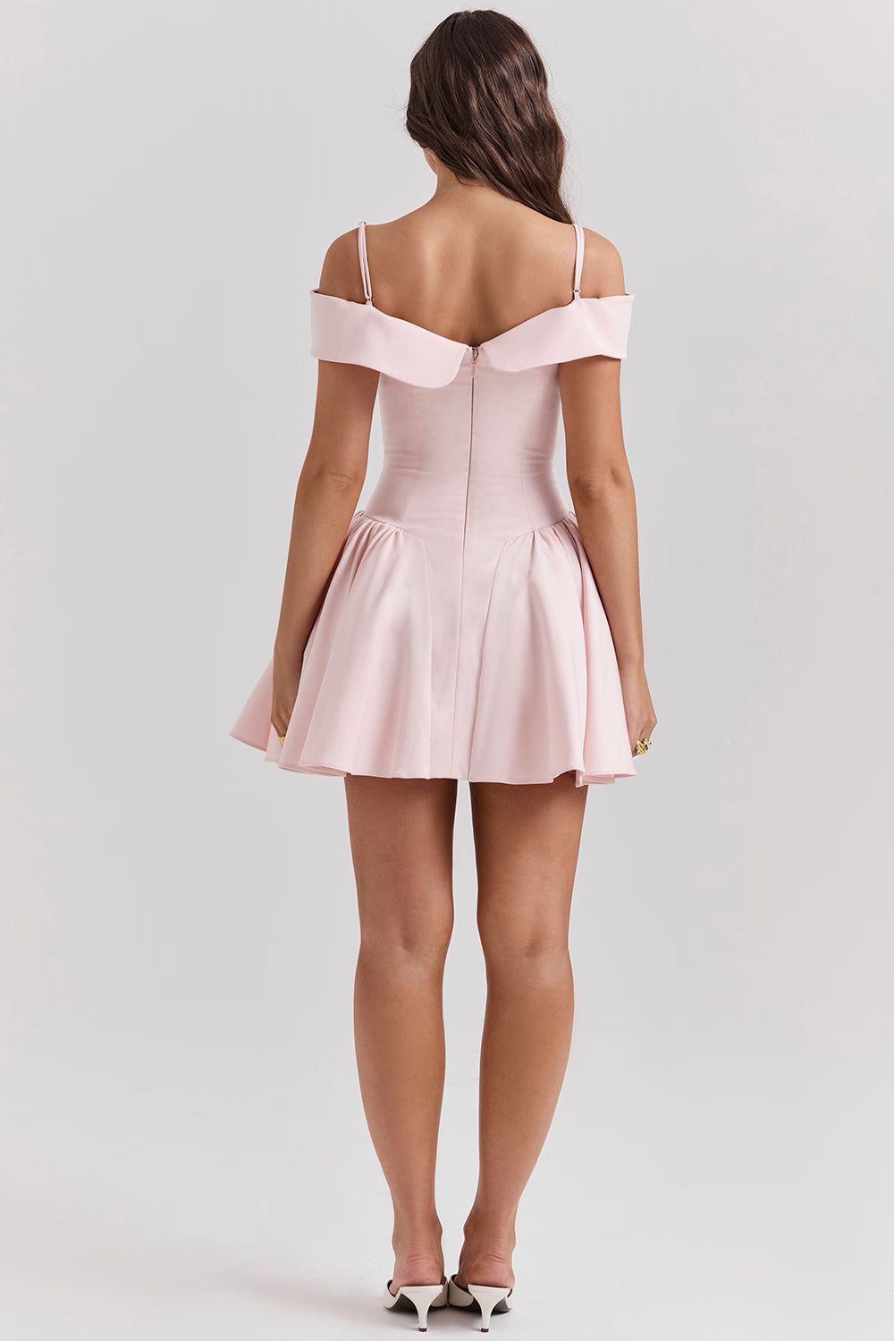Elida Ballerina Pembe Omuz Açık Mini Elbise