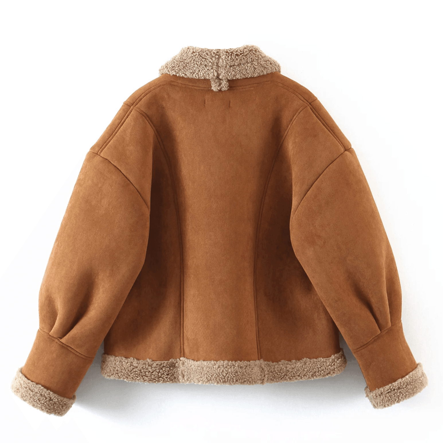 Kürklü Kahverengi Oversize Mont