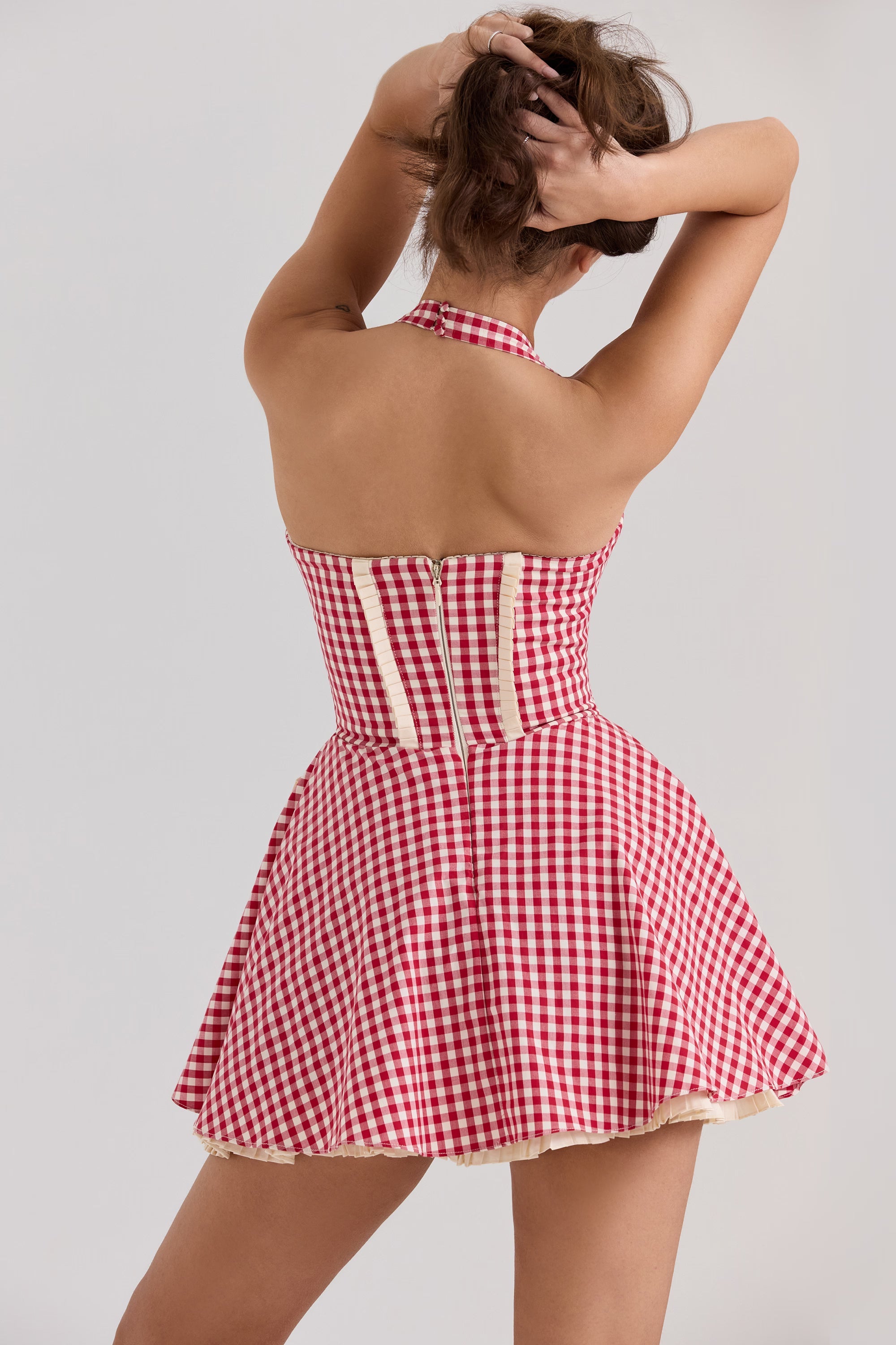 Heidi Gingham Pamuklu Askılı Mini Elbise