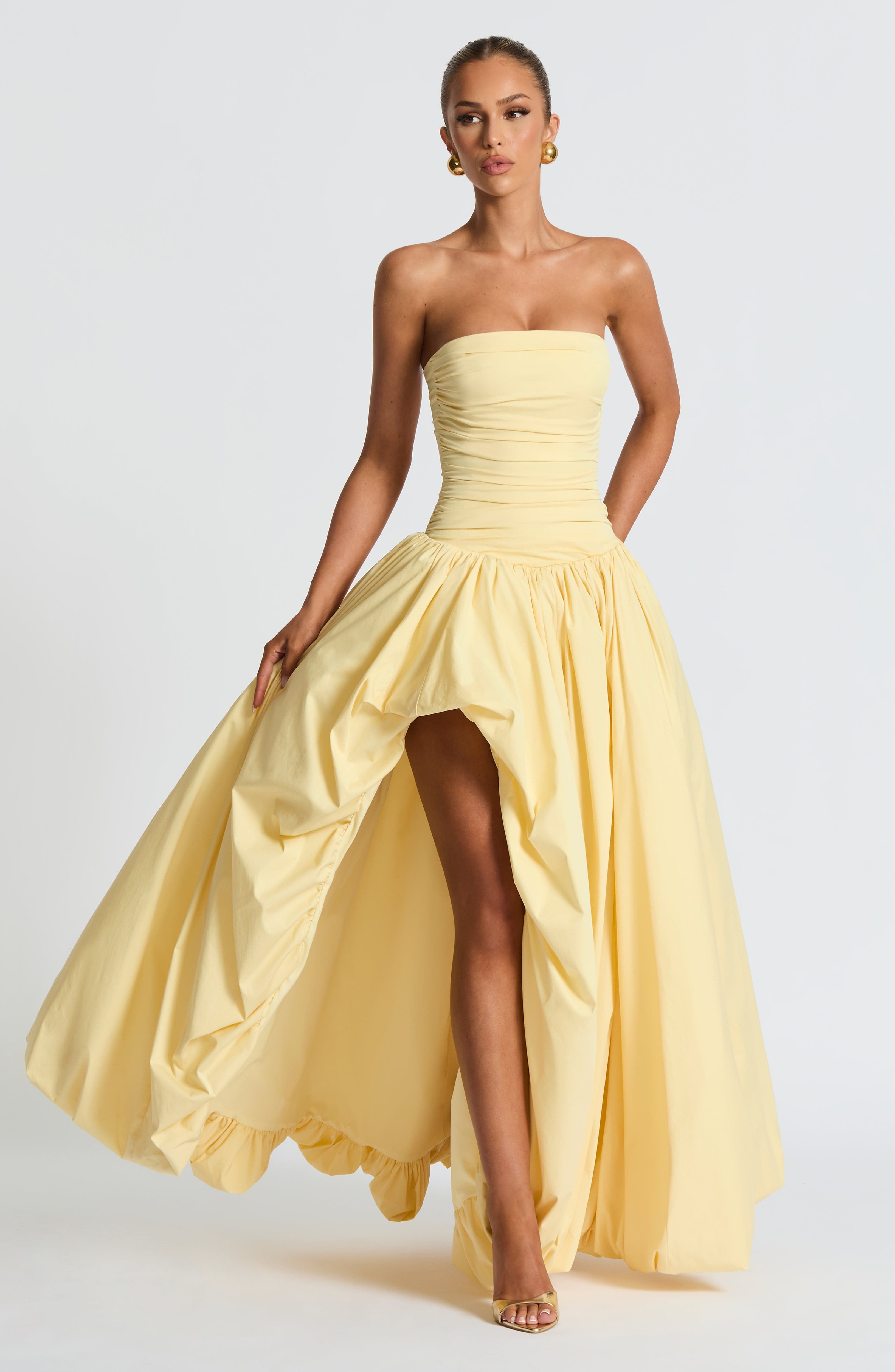 Jillian Maxi Elbise - Limon Sarısı
